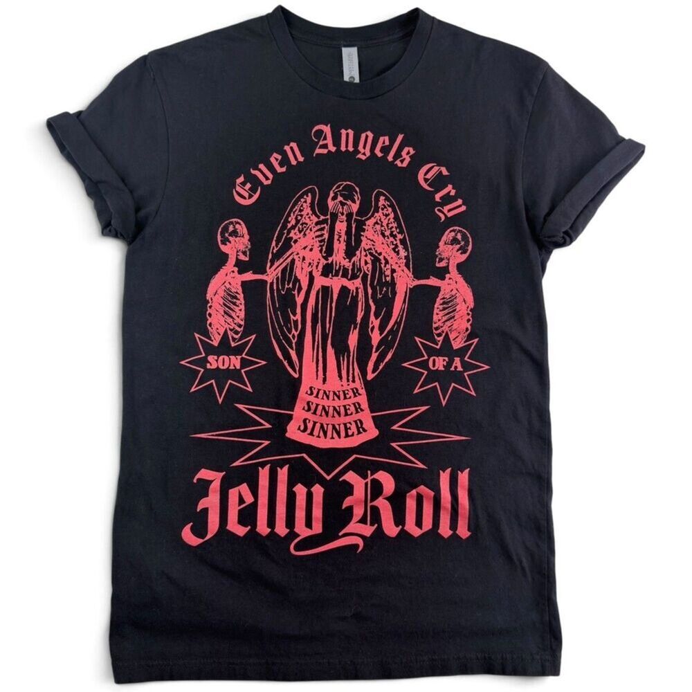 jelly roll even angels cry son of a sinner graphic band t shirt black size s